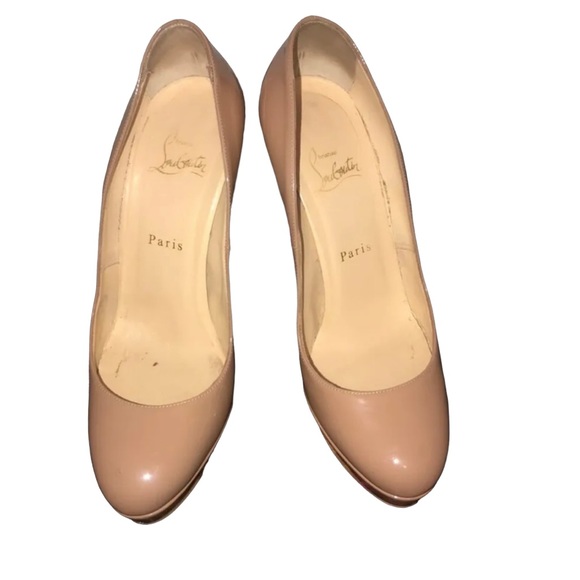 AUTHENTIC CHRISTIAN LOUBOUTIN BIANCA NUDE PATENT PUMPS Size 38.5 - Picture 2 of 7